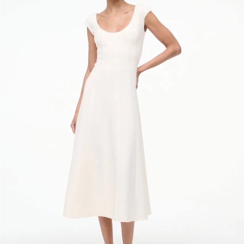 STAUD Cream Midi Dress